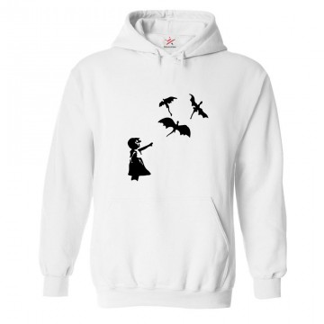 Dragons in Sky inspired by Banksy Classic Unisex Kids and Adults Pullover Hoodie for GOT TV Show Fans							 									 									